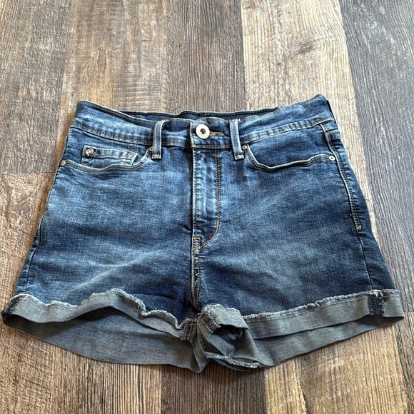Denizen from Levi's Pants - Levi's Denizen Juniors Blue Denim High Rise Shortie Shorts Roll Cuff Size 7